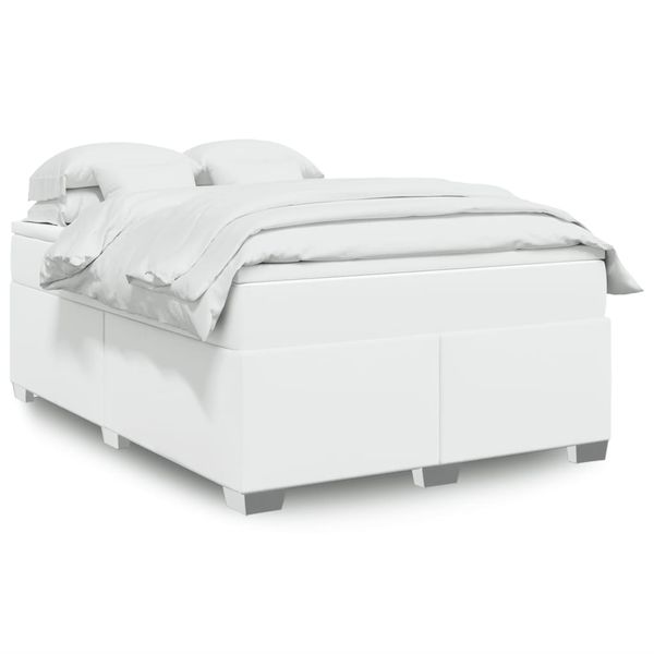vidaXL Boxspring posteľ s matracom biela 160x200 cm umelá koža