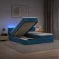 vidaXL Ottoman posteľ s matracom a LED Tmavo modrá 200 x 200 cm Zamat