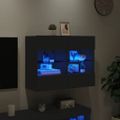 vidaXL TV nástenná skrinka s LED svetlami čierna 78,5x30x60,5 cm