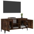 vidaXL TV skrinka, kovové nohy, tmavý dub 103,5x35x50 cm