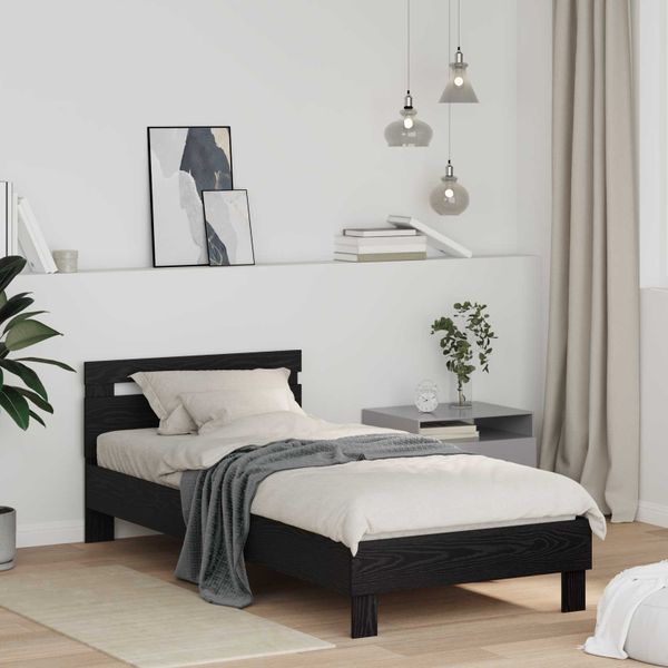 vidaXL Rám postele Čierny dub 98.5 x 200 cm Kompozitné drevo