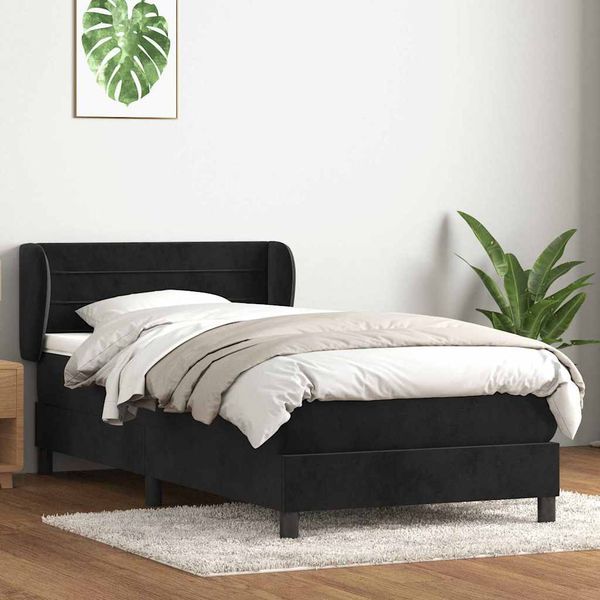 vidaXL Posteľný rám boxspring s matracom čierny 80x220 cm zamat