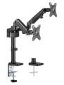 Neomounts DS70-750BL2/Držák displeje/tyč na stůl/17-27"/svorka/VESA 100X100/nosn. 2x7kg/plynový píst/2 displeje/černý Držák, VESA, stolní, pro 2 ploché monitory, úhloprícka 17"-27", náklon, otácení, rotace, nosnost 14kg, cerný