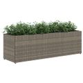 vidaXL Kvetináč s kolieskami 3 nádoby sivý 105x30x32 cm polyratan