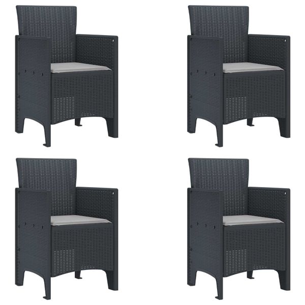 vidaXL Záhradná stolička 4 pcs Antracit 53 x 49 x 85 cm Polypropylén