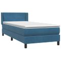 vidaXL Posteľný rám boxsping s matracom tmavomodrý 90x210 cm zamat