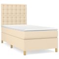 vidaXL Posteľný rám boxspring s matracom krémový 90x190 cm látka