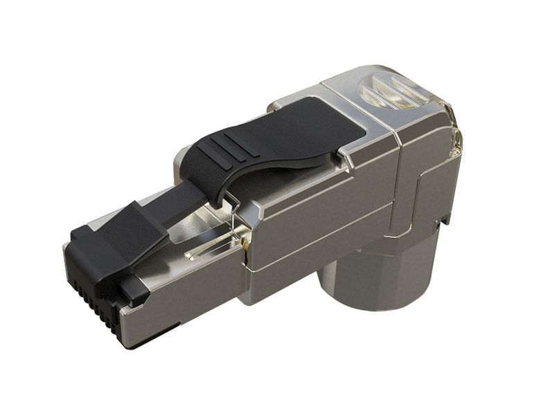 Konektor MPTL 90° RJ45 CAT6 STP samorezný SXRJ45-6-STP-BK-SA-U
