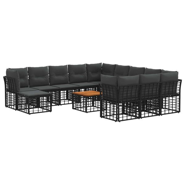 vidaXL Záhradná súprava gaučov 13 pcs Čierna a tmavošedá Polyester