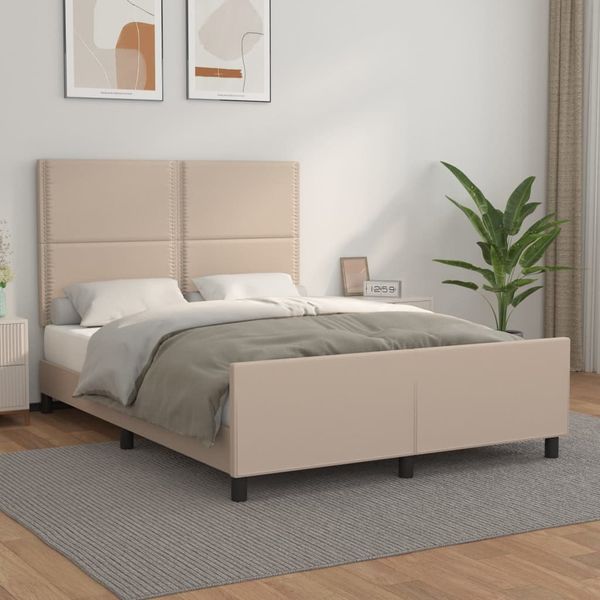 vidaXL Posteľný rám s čelom kapučínový 140x200 cm umelá koža