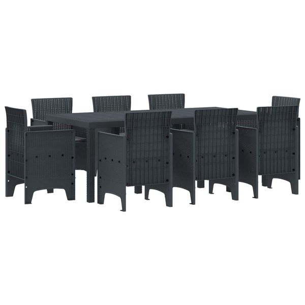 vidaXL Záhradný jedálenský set 9 pcs Antracit Polypropylén