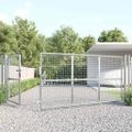 vidaXL Pletená záhradná brána strieborná 350x125 cm pozinkovaná oceľ