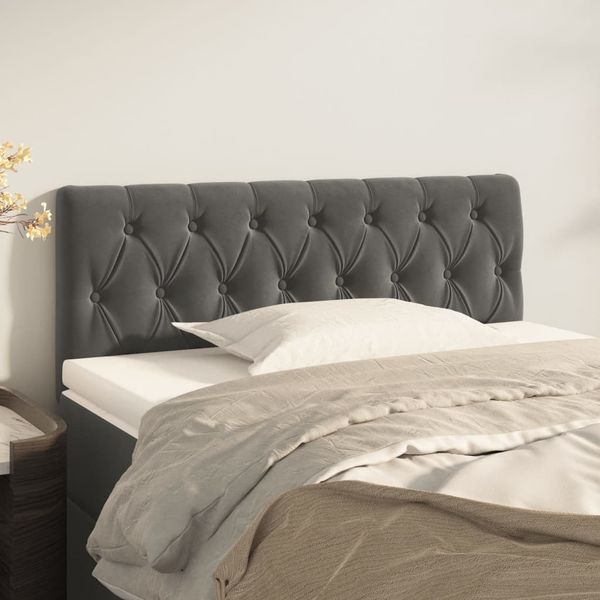 vidaXL Čelo postele tmavosivé 100x7x78/88 cm zamat