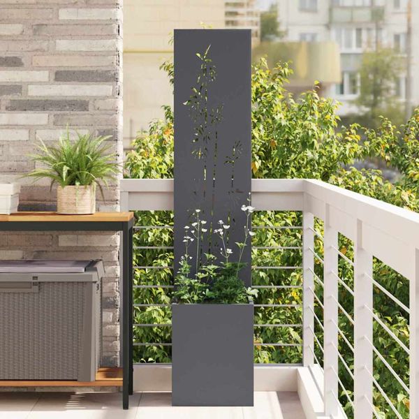 vidaXL Záhradná clona na súkromie Kvetinový Antracit 32 x 140 cm