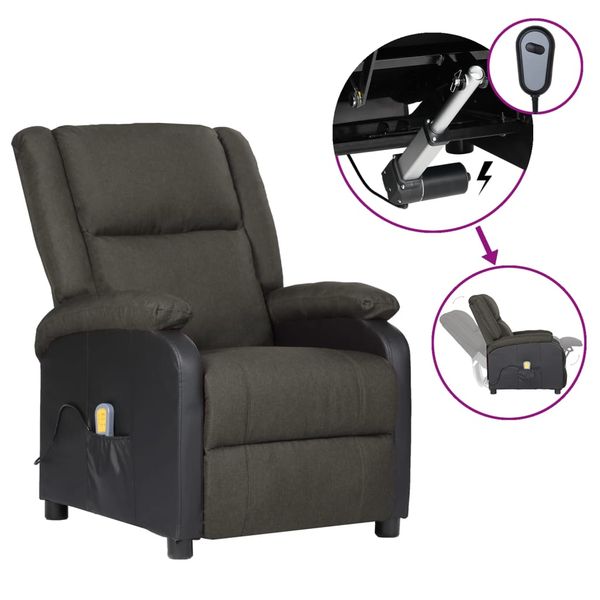 vidaXL Elektrické masážne kreslo, tmavosivé, umelá koža a látka