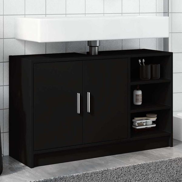 vidaXL Skrinka pod umývadlo čierna 90x29x55 cm kompozitné drevo