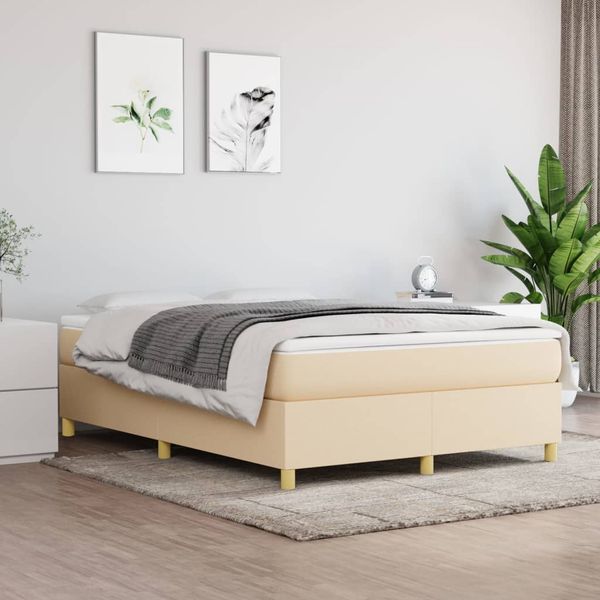 vidaXL Boxspring posteľ s matracom krémový 140x190 cm látka