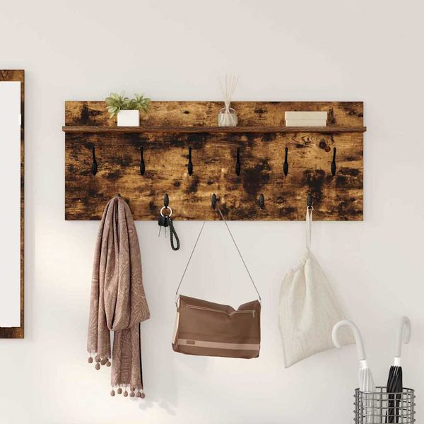 vidaXL Vešiak na stenu Dymová dub 100 x 40 x 12 cm Kompozitné drevo