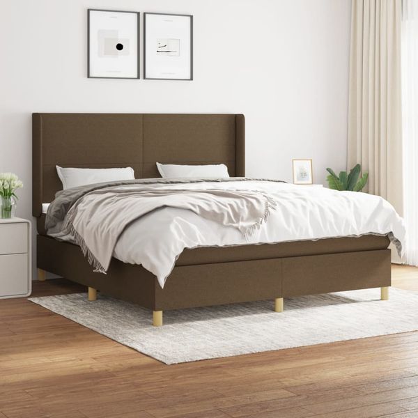 vidaXL Boxspring posteľ s matracom tmavohnedá 180x200 cm látka