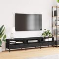 vidaXL TV skrinka čierna 202x39x43,5 cm oceľ valcovaná za studena
