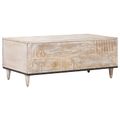 vidaXL Konferenčný stolík Biela 100 x 54 x 40 cm Masívne mango drevo