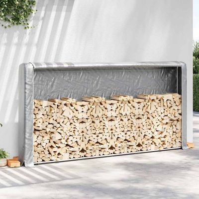 vidaXL Regál na krbové drevo s pláštenkou 300x25x150 cm