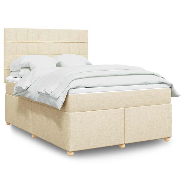 vidaXL Boxspring posteľ s matracom krémový 140x190 cm látka