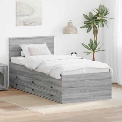 vidaXL Ležadlo Šedý Sonoma a čierna 75 x 190 cm Kompozitné drevo