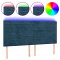 vidaXL Čelo postele s LED tmavomodré 160x5x118/128 cm zamat