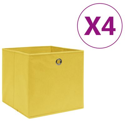 vidaXL Úložné boxy 4 ks, netkaná textília 28x28x28 cm, žlté