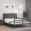 vidaXL Rám postele s čelom sivý 140x190 cm masívne drevo