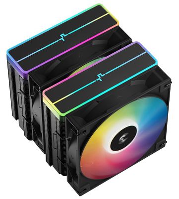 DEEPCOOL chladič AG620 BK ARGB V2 / 2x 120mm ventilátor / 6x heatpipes / PWM / pre Intel i AMD / čierny Chladič, pre CPU, pre Intel i AMD, socket LGA1851, 1700, 1200, 1151, 1150, 1155, AM5, AM4, 260W TDP, 2×120mm ARGB, 6× heatpipe, c