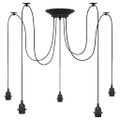 vidaXL Závesná lampa s 5 objímkami E27 čierny kov