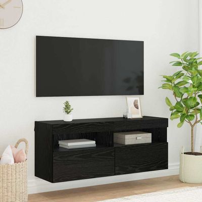 vidaXL TV nástenná skriňa Čierny dub 100 x 30 x 40 cm Kompozitné drevo