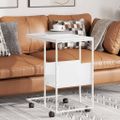 vidaXL Príručný stolík s kolieskami biely 55x36x63,5cm spracov. drevo