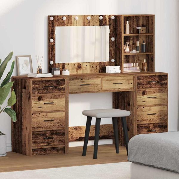 vidaXL Toaletný stolík 3 pcs Hnedá 40 x 41 x 135 cm Kompozitné drevo
