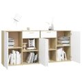 vidaXL Komoda biela a dub sonoma 160x36x75 cm drevotrieska