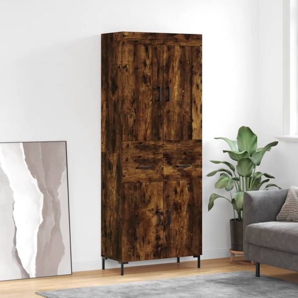 vidaXL Vysoká skrinka dymový dub 69,5x34x180 cm spracované drevo