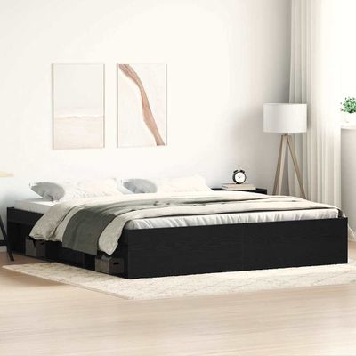 VidaXL Rám postele bez matraca čierny dub 200x200 cm kompozitné drevo