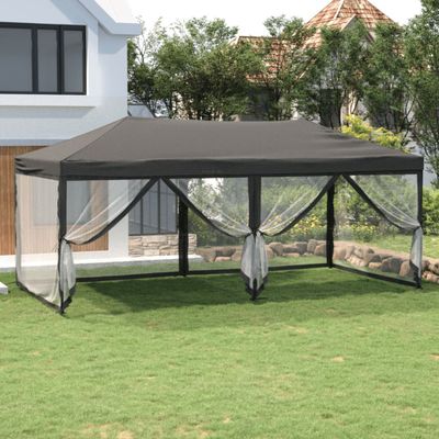 vidaXL Skladací párty stan s bočnicami antracitový 3x6 m