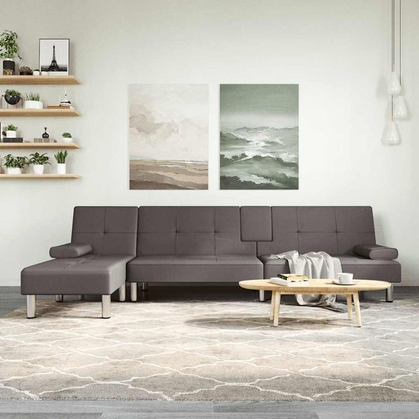 vidaXL Rozkladacia pohovka v tvare L sivá 255x140x70 cm umelá koža