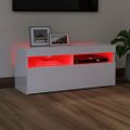 vidaXL TV skrinka s LED svetlami lesklá biela 90x35x40 cm