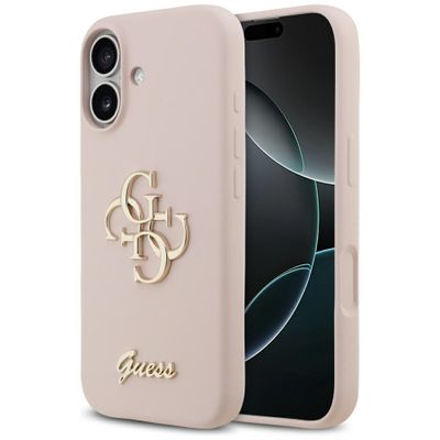 Puzdro Guess Silicone Big 4G Script pre iPhone 17 ružové