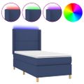 vidaXL Posteľ boxsping s matracom a LED modrá 90x200 cm látka