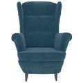vidaXL Kreslo wingback s podnožkou modré zamatové