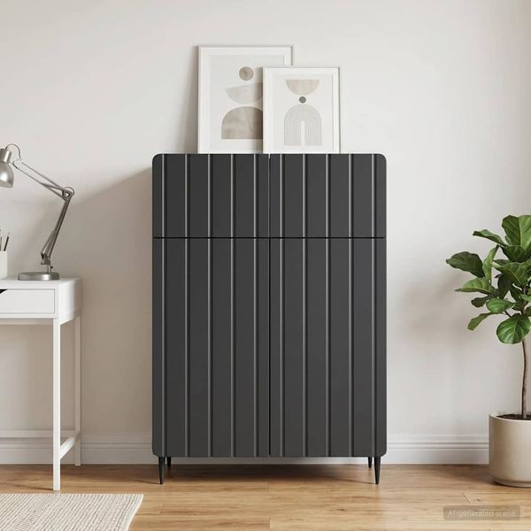 vidaXL Servírovacia skriňa Čierna 66 x 34,5 x 92 cm Kompozitné drevo