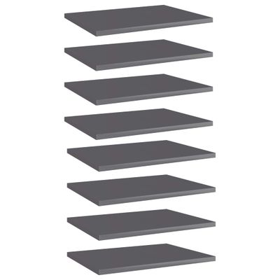 vidaXL Prídavné police 8 ks, lesklé sivé 40x30x1,5cm, kompozitné drevo