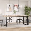 vidaXL Jedálenský stolík v tvare O 200x100x75,5 cm borovica a oceľ