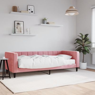 vidaXL Denná posteľ s matracom ružová 80x200 cm zamat