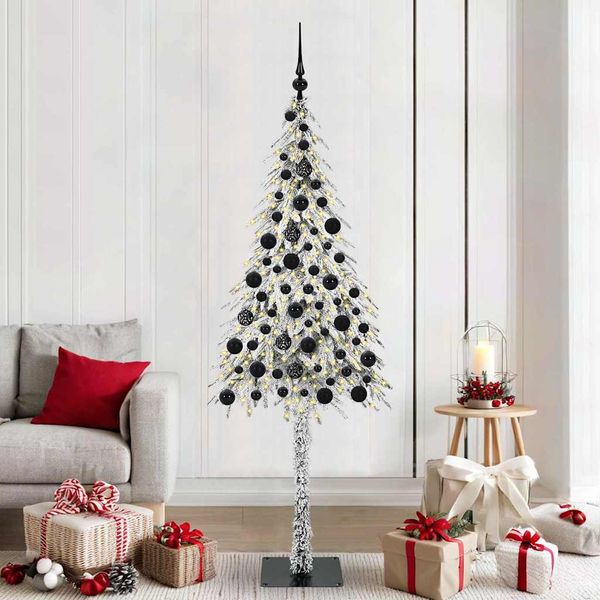 vidaXL Vianočný stromček s 300 LED-i Biela 180 cm PE a oceľ